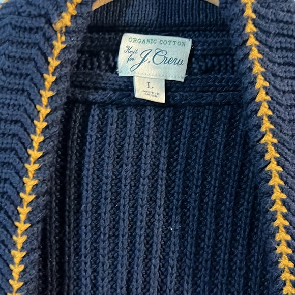 JCrew Men’s Navy Cardigan with Gold Accents - Picture 2 of 3